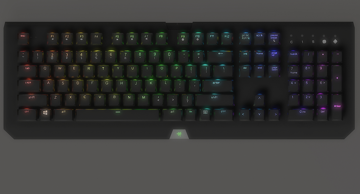 razer blackwidow x色度机械键盘低聚3d模型