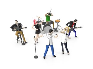 people playing music instrument 3D model