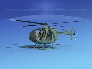 3D rotors hughes oh-6 cayuse model