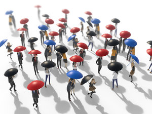 3D people holding umbrella model