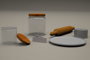 kitchen utensils plate metallic 3D model