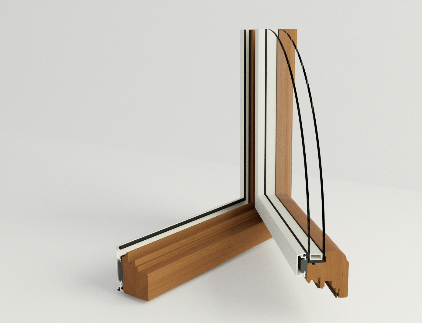 Window Frame 3d Section 3D section wooden window glass model - TurboSquid 1310536
