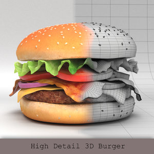 3D model burger hamburger beef