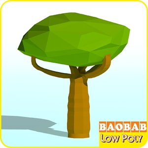 3D baobab tree cartoon model