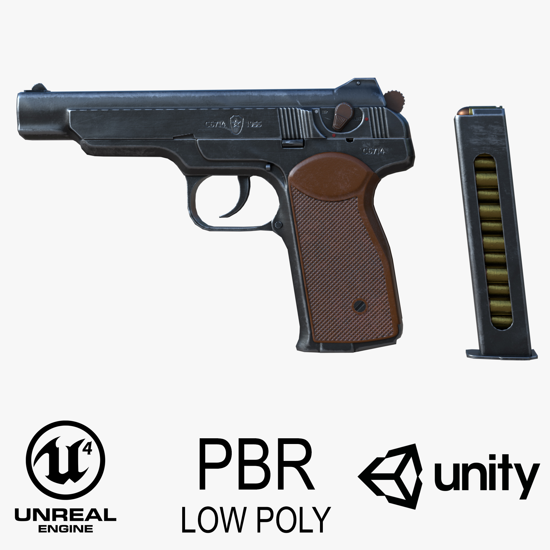 aps stechkin automatic pistol 3d model