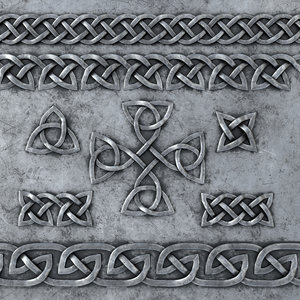 3D set celtic ornaments metal