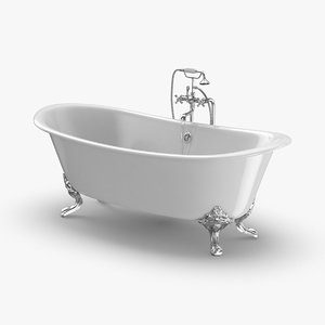 3D classical bathtub - faucet model