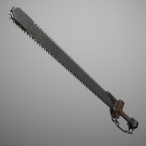 3D model chainsword brutal chain sword