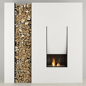 firewood fireplace 3D model