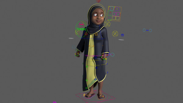 Cartoon Arab Muslim Woman Rigged 3D Model TurboSquid 1313164