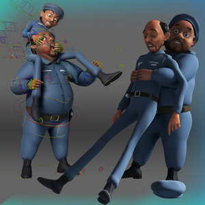 cartoon police men 3D model