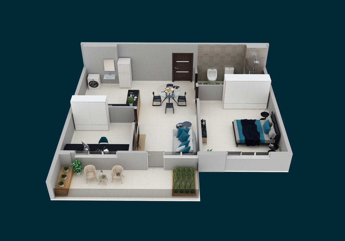 Floor plan  apartment f2  3D  model TurboSquid 1313583