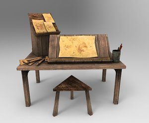 medieval drafters table 3D model