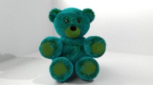 3D green blue stuffed fluffy