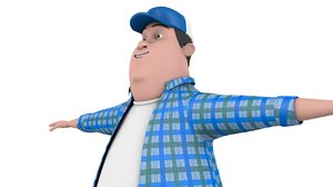 3D model cartoon fat man