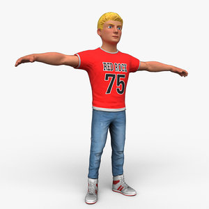 cartoony boy character 3D model