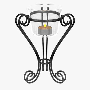 iron glass vase candle 3D model