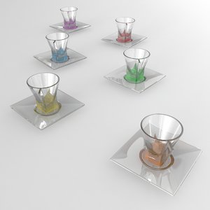 multicolor glass espresso cups 3D model