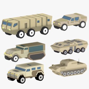 cartoon military equipment 3D model