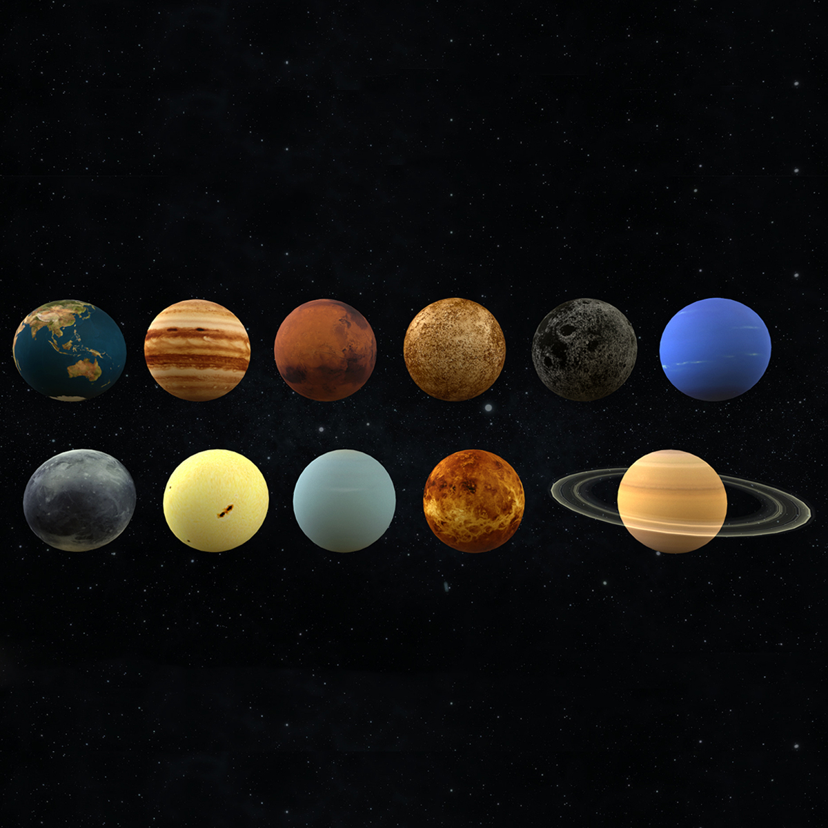 Planet Solar System Realistic Vr Ar Low Poly 3d Model