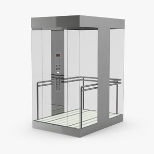 elevator-car-glass---doors-closed 3D model