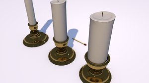 3D model candle set candlestick