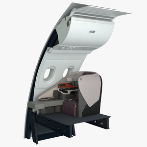 3D model business airplane seat singapore