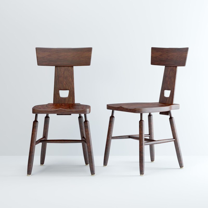 Set-of-6-brutalist-pierre-chapo-style-chairs model - TurboSquid 1318039