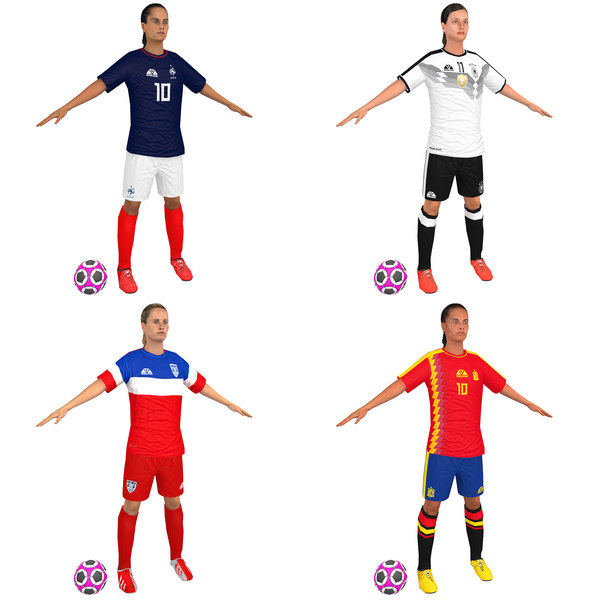 3D pack female soccer player model