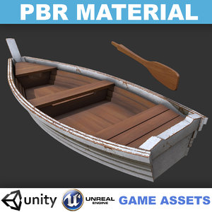 realistic wooden boat 3D model