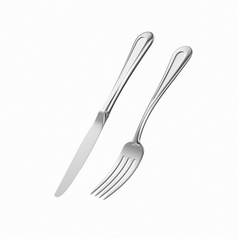 Classic cutlery dessert knife fork model TurboSquid 1318344