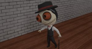3D cute zombie wooden doll model