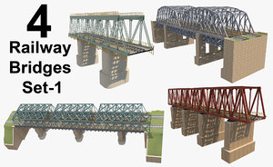 3D model bridge rail railway
