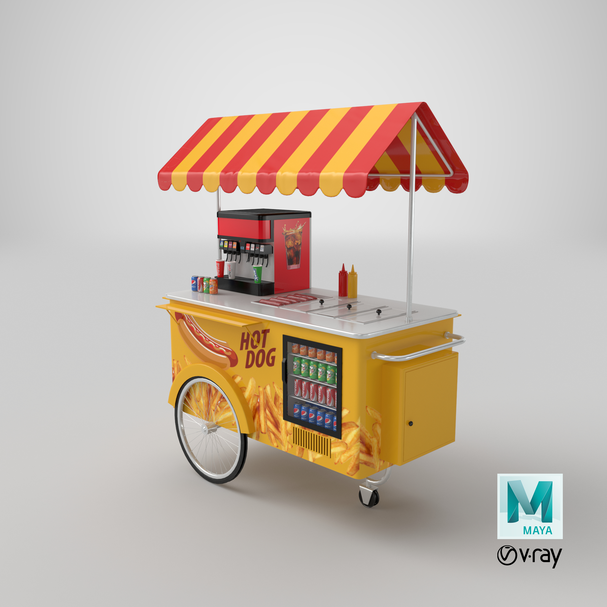 Food cart 3D model - TurboSquid 1318615