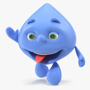 3D cartoon character water drop model