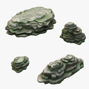 mossy stone mount set 3D model