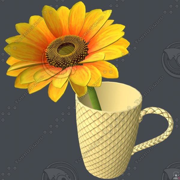 sunflower flower cup 3d model