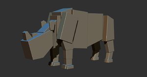3D boxy rhino rig model