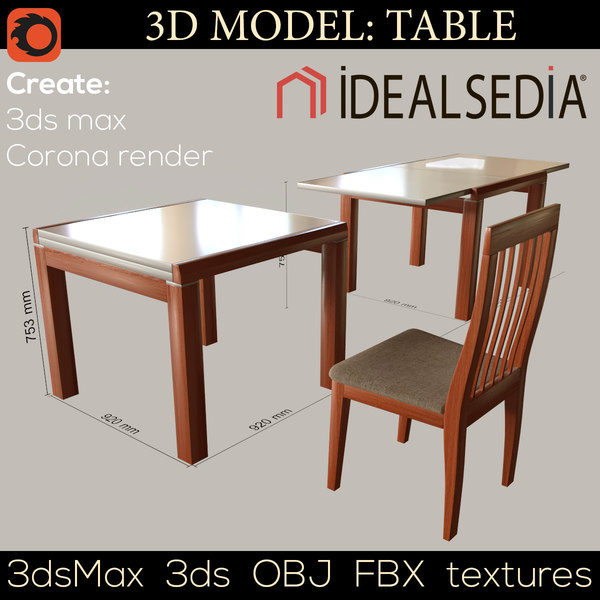 3d Table Ideal Sedia Model Turbosquid
