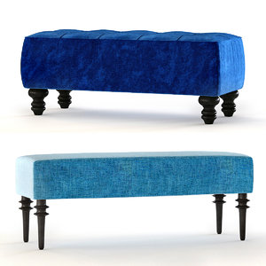 essex bench upholstered 3D