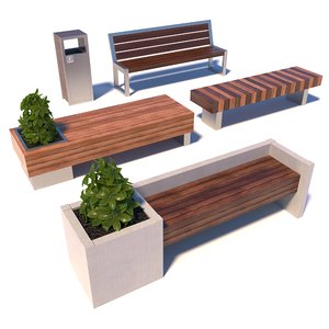 3D street bench modern