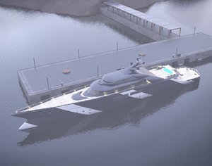 mega yacht day night 3D model