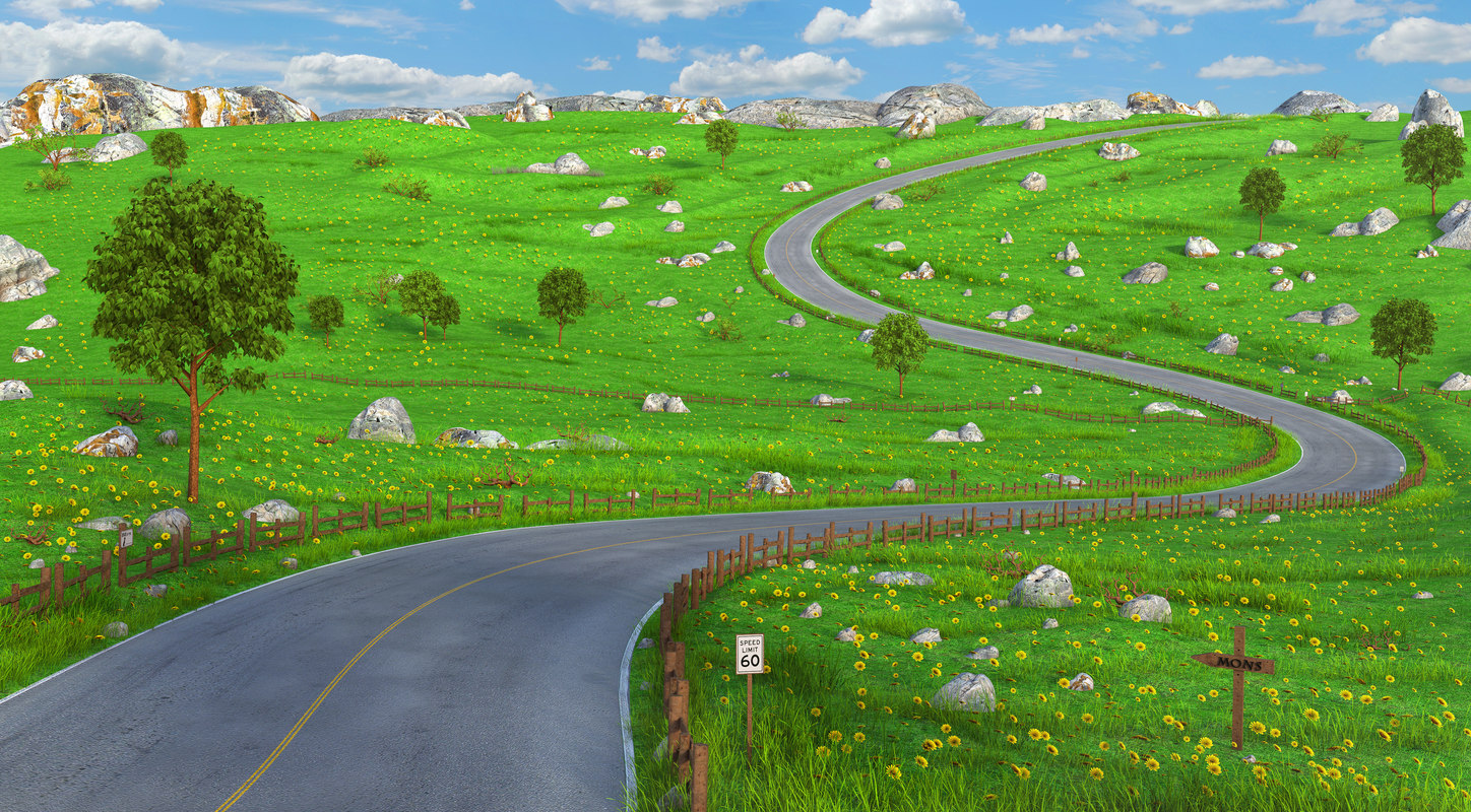 Road Cartoon Network Road cartoon toon 3D model - TurboSquid 1320989
