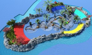 dinosaur water theme park 3D model