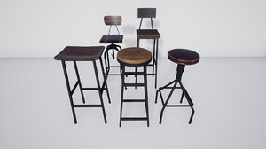 3D modern bar stools