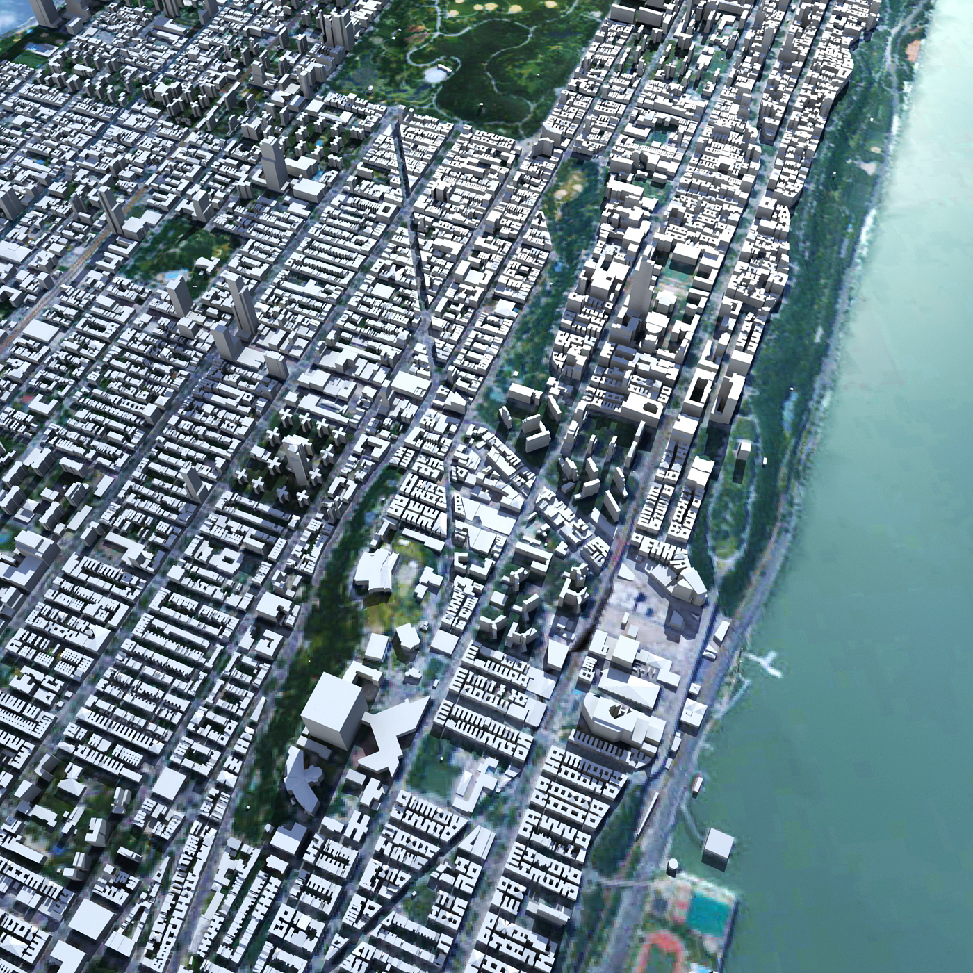 曼哈顿岛与地形3d模型