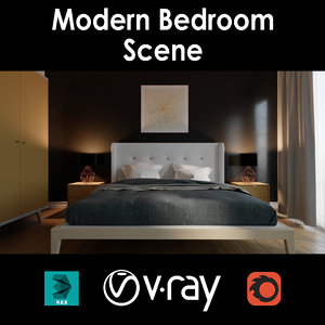 3D model bedroom scene corona