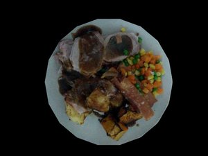 3D roast pork dinner