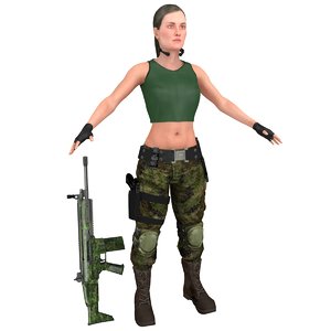3D mercenary female woman