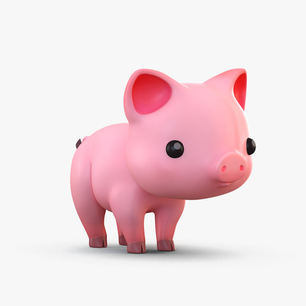 3D cute cartoon pig model